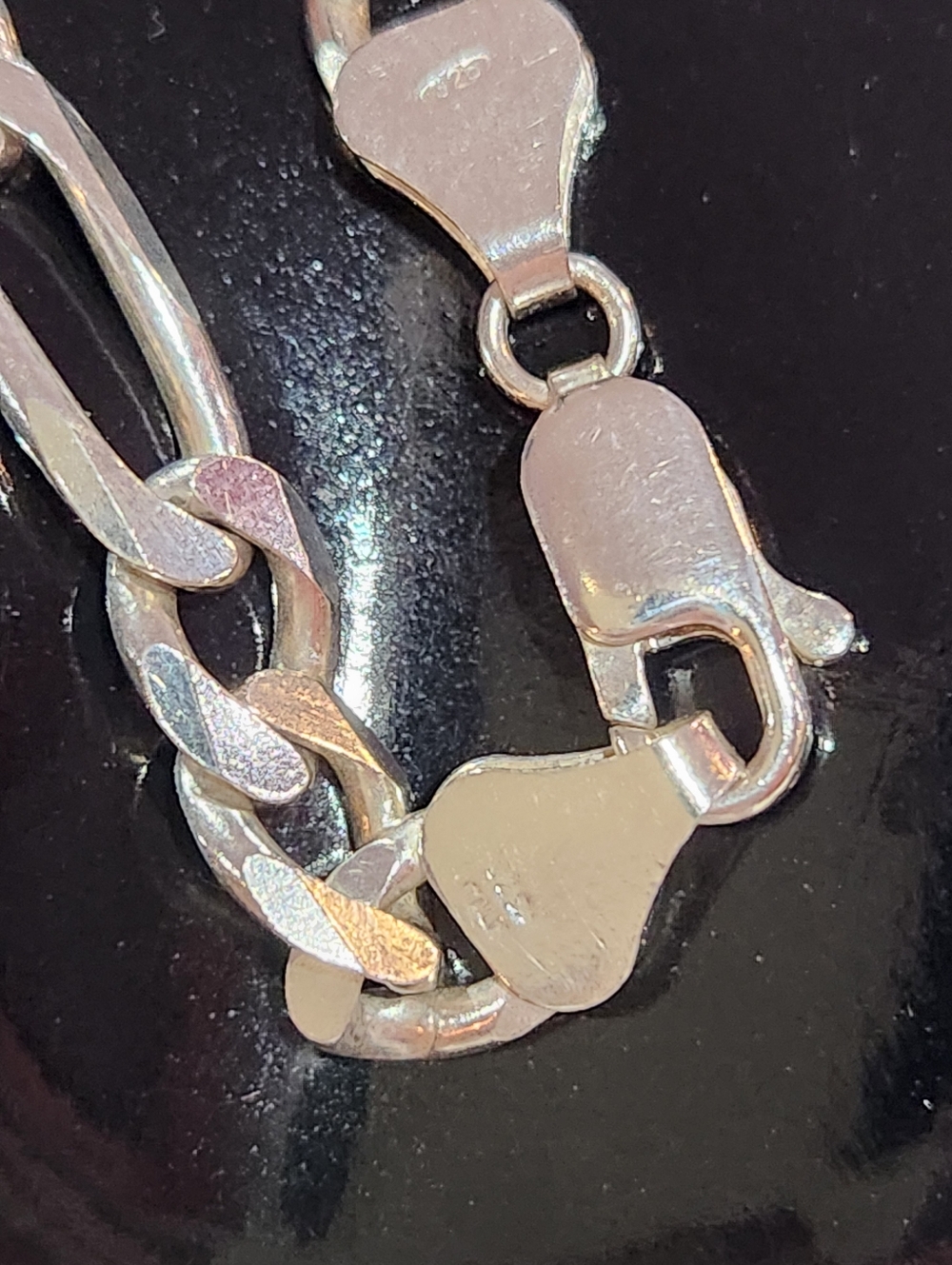 Sterling Silver Figaro Chain Bracelet - Picture 6 of 10